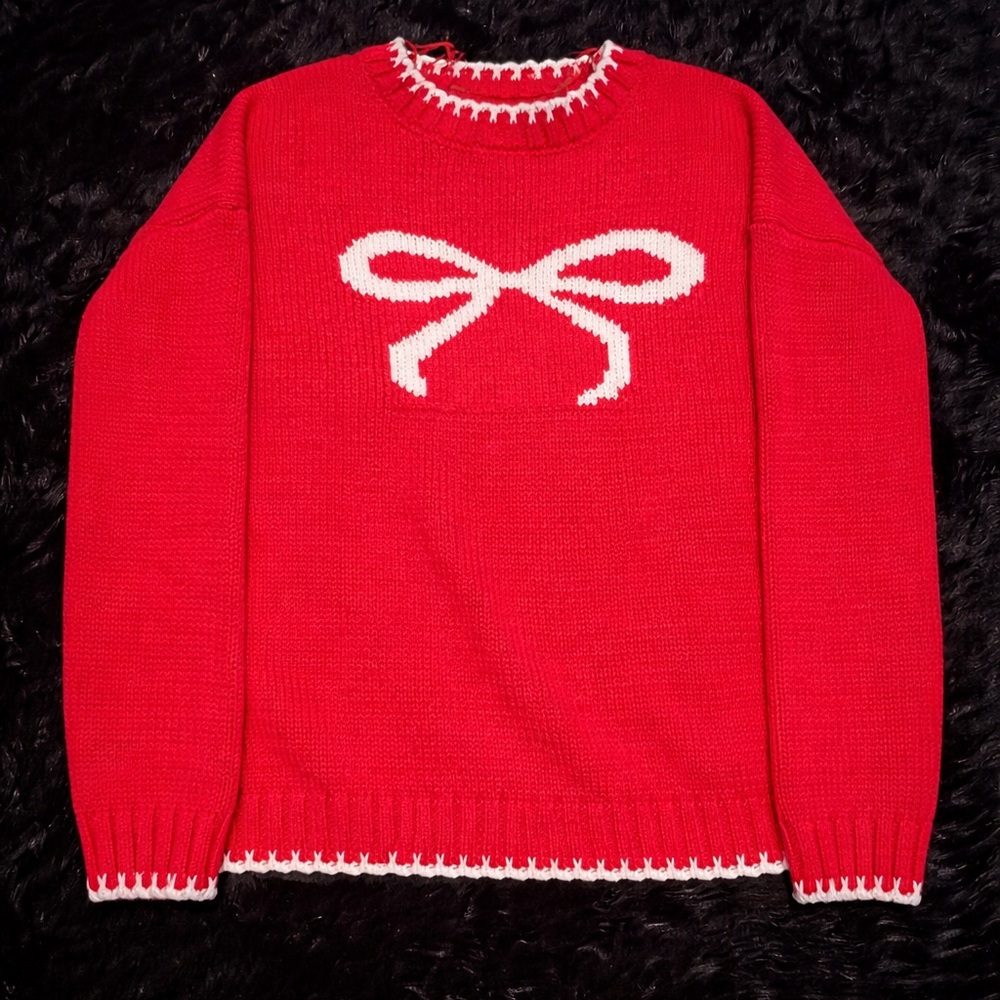 Sincerely Jules Red and White Bow Sweater